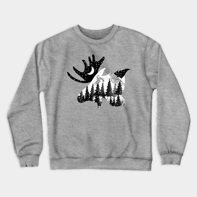 moose forest and mountain,moose lovers Crewneck Sweatshirt by mezy